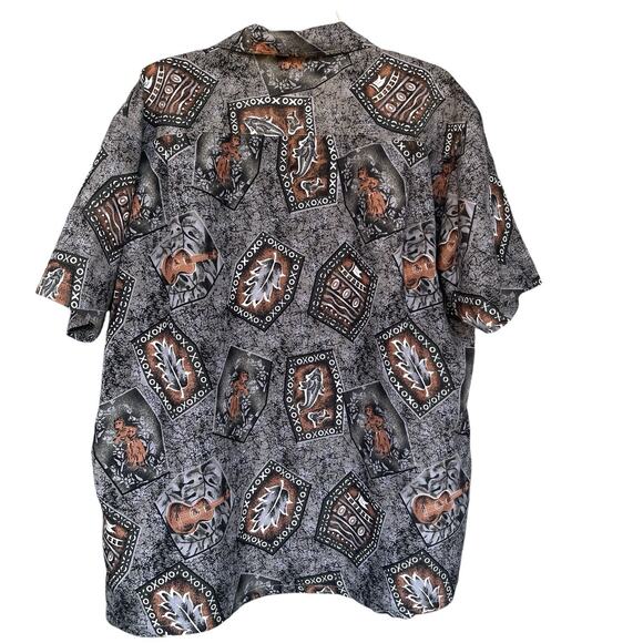 Roundy Bay Mens Hawaiian Shirt Large Button Up Tiki Guitar Aloha Luau Vacation - Picture 2 of 9